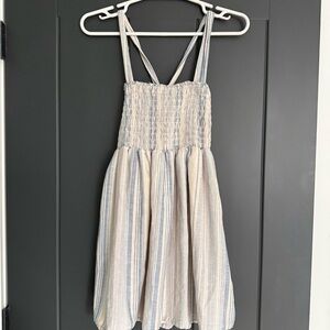 American Eagle Blue and White Striped Mini Babydoll Top